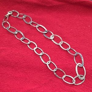 Silpada Retired 19" Sterling Silver Hammered Oval Link Necklace N1667